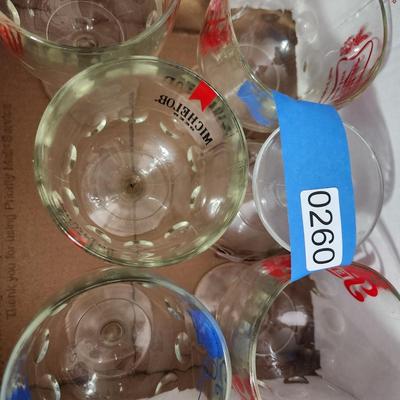 6 Heavy Glass Thumb Print Goblets Barware Schlitz Miller High Life Budweiser Pabst Blue Ribbon Pepsi Cola