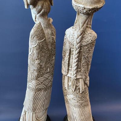 A Pair of Carved Chinese Figures
