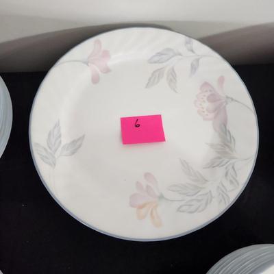 Large lot of Corning Corelle Pink Trio Plates, Cups Saucers Bowls Servers