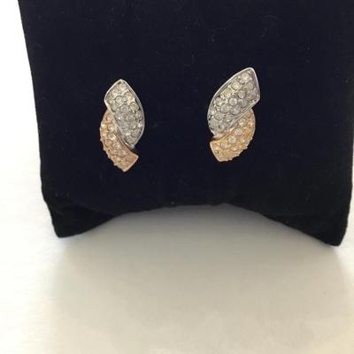 Vintage, gold and silver rhinestone earrings