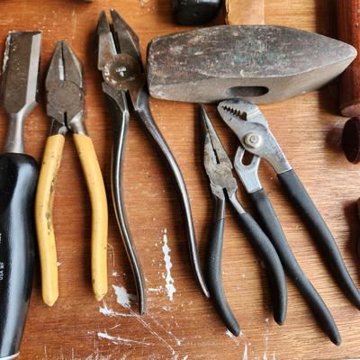 Tool Lot Hammers, Craftsman Chisels , Stanley Plumb Hatchets