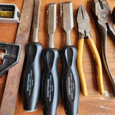 Tool Lot Hammers, Craftsman Chisels , Stanley Plumb Hatchets