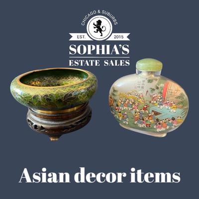 Cloisonné Bowl and Chinese Painted Glass Perfume Bottle