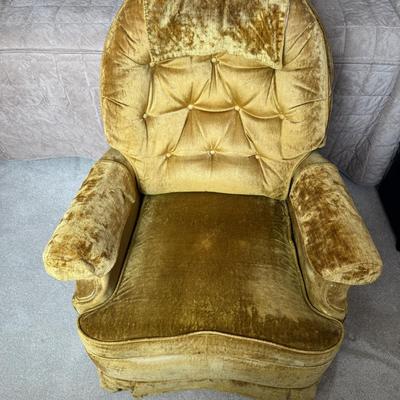 Vintage Berkline Mid-Century Modern Gold Velvet Rocking Chair