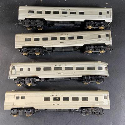 LOT 736: Lot of (4) Santa Fe Silver Passenger Cars