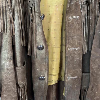 LOT 760: Leather Fashions by Harry Pollack sz46 Jacket & Schott Bros. Rancher Leather/Suede Fringed Jacket sz46