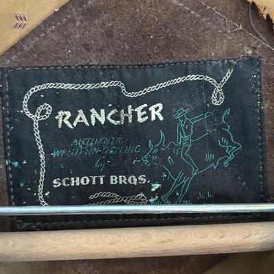LOT 760: Leather Fashions by Harry Pollack sz46 Jacket & Schott Bros. Rancher Leather/Suede Fringed Jacket sz46