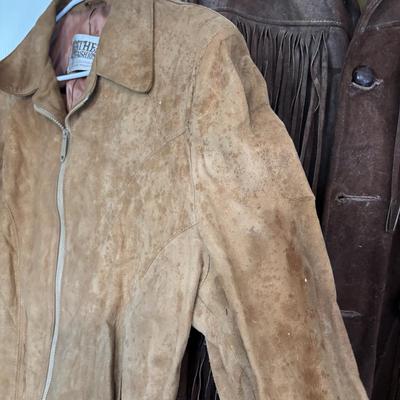 LOT 760: Leather Fashions by Harry Pollack sz46 Jacket & Schott Bros. Rancher Leather/Suede Fringed Jacket sz46