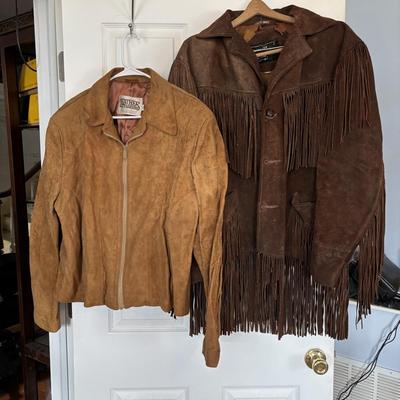 LOT 760: Leather Fashions by Harry Pollack sz46 Jacket & Schott Bros. Rancher Leather/Suede Fringed Jacket sz46