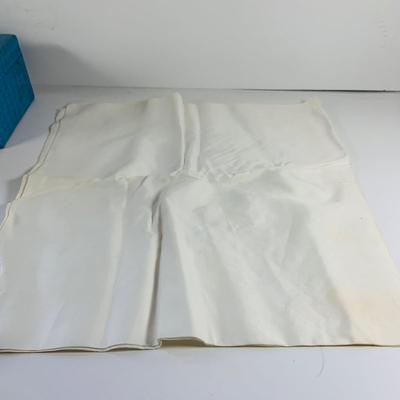 LOT 512: Vintage Japanese Silk and Embroidered Hankies and Robe, Kutani-ware Porcelain Cups with Lids, Lacquer Chop Sticks with Case,