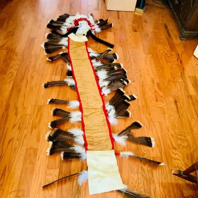 LOT 513: Vintage Replica Feathered and Beaded Head Dress, Beaded Vest, Vintage/Antique Moccasins and More