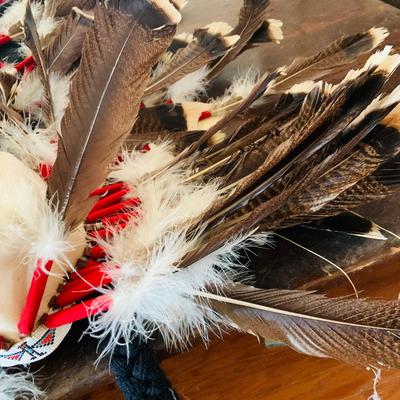 LOT 513: Vintage Replica Feathered and Beaded Head Dress, Beaded Vest, Vintage/Antique Moccasins and More