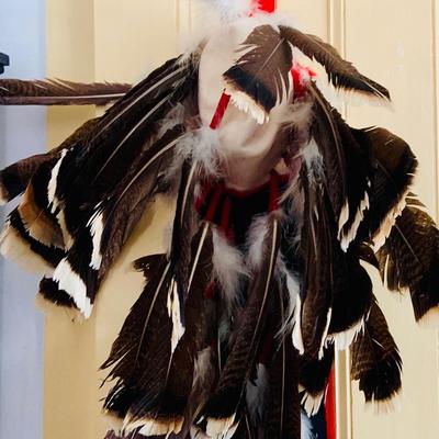 LOT 513: Vintage Replica Feathered and Beaded Head Dress, Beaded Vest, Vintage/Antique Moccasins and More