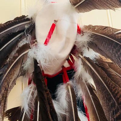 LOT 513: Vintage Replica Feathered and Beaded Head Dress, Beaded Vest, Vintage/Antique Moccasins and More