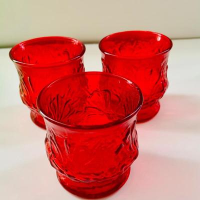 LOT 519: Beautiful Glass Collection Featuring Uranium Glass Cake Plate and Bowl with Handles, Red Glasses/Votive Candle Holders and a Top...