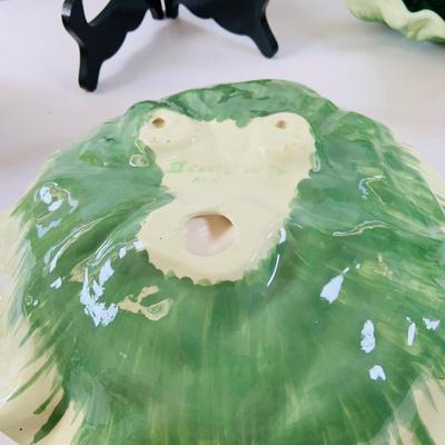 LOT520: Stangl Hand Painted Rooster Serving Plate with Handle, Cabbage Shaped Serving Bowl with Smaller Bowls, Ceramic Mold Duck Covered...