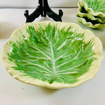 LOT520: Stangl Hand Painted Rooster Serving Plate with Handle, Cabbage Shaped Serving Bowl with Smaller Bowls, Ceramic Mold Duck Covered...