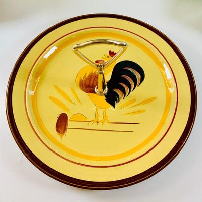 LOT520: Stangl Hand Painted Rooster Serving Plate with Handle, Cabbage Shaped Serving Bowl with Smaller Bowls, Ceramic Mold Duck Covered...