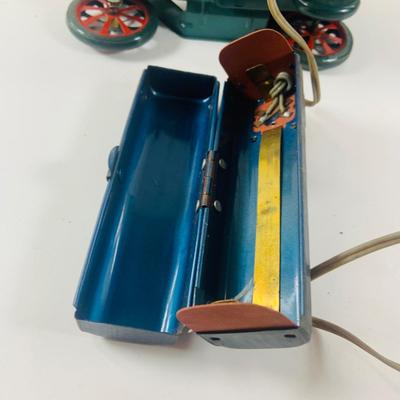 LOT 521:Vintage Collection Tin Toy Cars, Model T Plastic Salt and Pepper Shake Set, Pencil Shapener and Paperweight