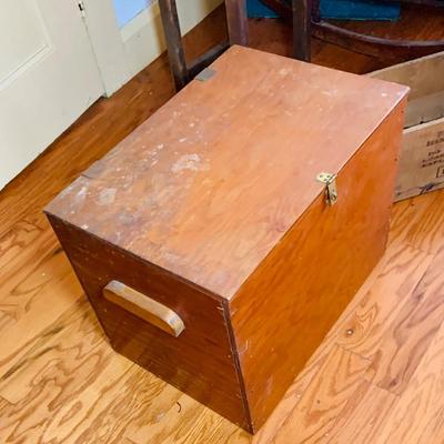 LOT:523: Assortment of Crates and Boxes Including a Dupont Blasting Caps Crate, Wooden Box and Long Crate
