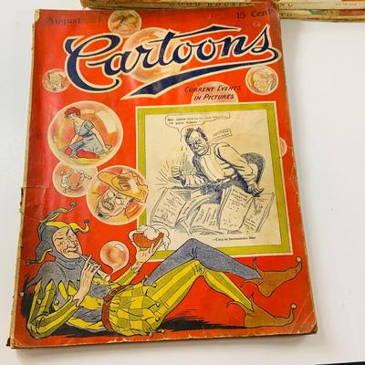 LOT526: Collection of Early 20th Century Magazines Including Cosmopolitan , Good House Keeping and Collection of Political Cartoons and More