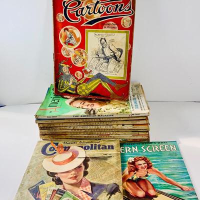 LOT526: Collection of Early 20th Century Magazines Including Cosmopolitan , Good House Keeping and Collection of Political Cartoons and More