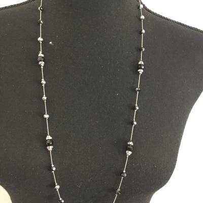 Faceted glass about black and silver faceted glass necklace