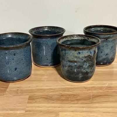 Stoneware Mugs w/silver platter