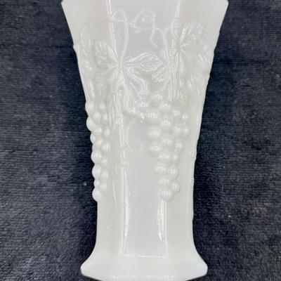 Vintage Westmoreland Milk Glass Vase - Grapes