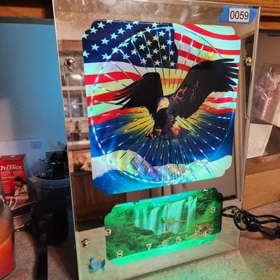 Star Burst American Mirror Motion Clock Working Bar ManCave Den Decor
