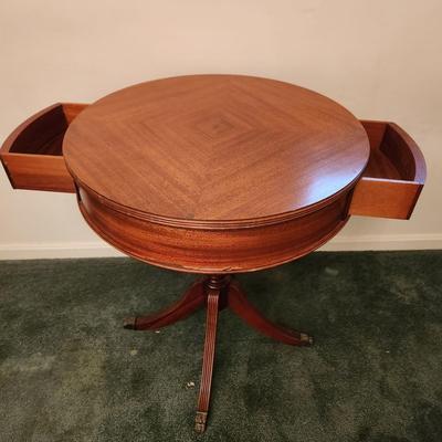 Drum Table w 2 Drawers 24" dia x28"