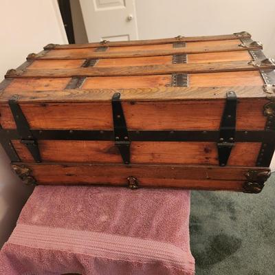 Antique Wooden Trunk 29"x17"x12"