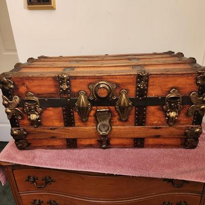 Antique Wooden Trunk 29"x17"x12"