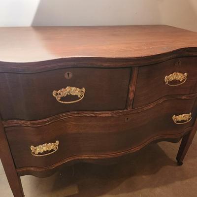 Serpentine Front 2 over 1 Chest Dresser on wheels 38x21x29