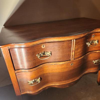 Serpentine Front 2 over 1 Chest Dresser on wheels 38x21x29