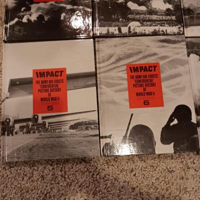 8 VOLUMES OF "IMPACT THE ARMY AIR FORCES CONFIDENTIAL PICTURE HISTORY OF WORLD WAR II"