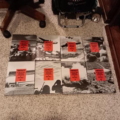 8 VOLUMES OF "IMPACT THE ARMY AIR FORCES CONFIDENTIAL PICTURE HISTORY OF WORLD WAR II"