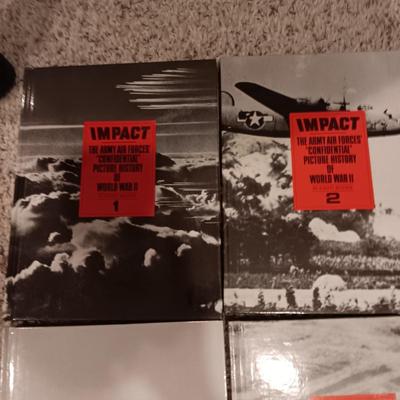 8 VOLUMES OF "IMPACT THE ARMY AIR FORCES CONFIDENTIAL PICTURE HISTORY OF WORLD WAR II"