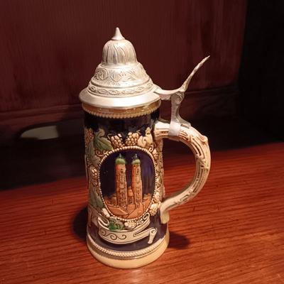 3 GERMAN STEINS WITH PEWTER TOPS