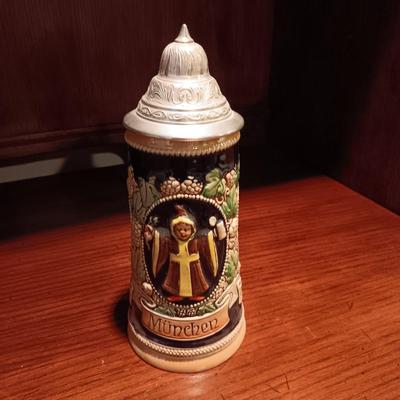 3 GERMAN STEINS WITH PEWTER TOPS