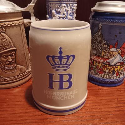 3 GERMAN STEINS AND A BEER MUG