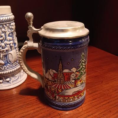 3 GERMAN STEINS AND A BEER MUG