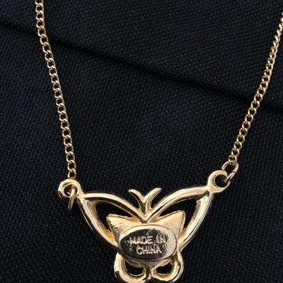 Vintage gold toned butterfly necklace