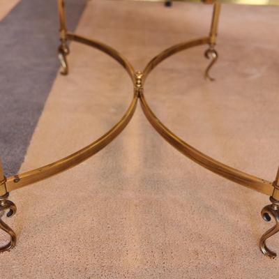 Brass & Glass Top Regency Style Coffee Cocktail Table