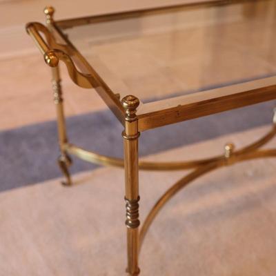 Brass & Glass Top Regency Style Coffee Cocktail Table