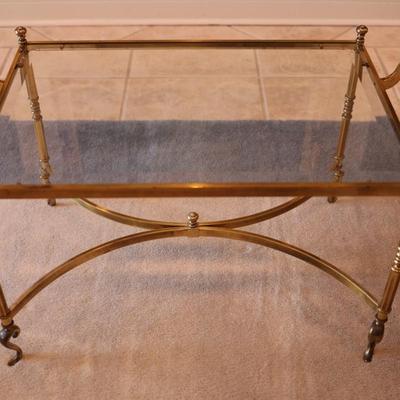 Brass & Glass Top Regency Style Coffee Cocktail Table