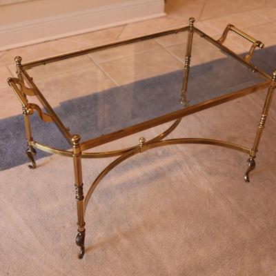 Brass & Glass Top Regency Style Coffee Cocktail Table