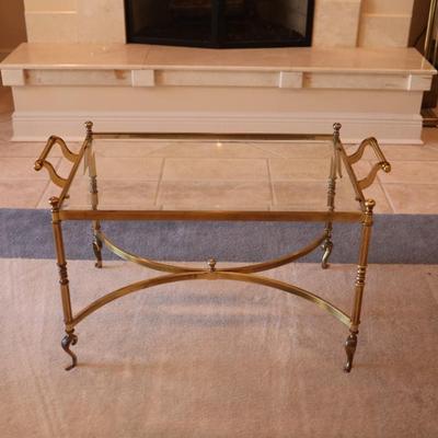 Brass & Glass Top Regency Style Coffee Cocktail Table