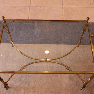 Brass & Glass Top Regency Style Coffee Cocktail Table