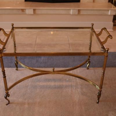 Brass & Glass Top Regency Style Coffee Cocktail Table